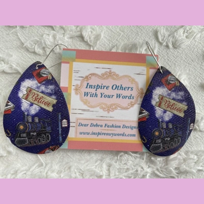 Polar express light Weight faux leather dangle earrings