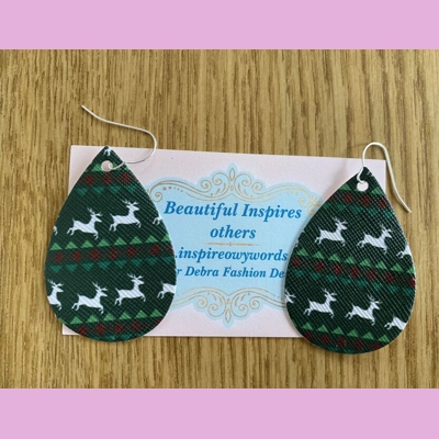 Reindeer Light Weight Faux Leather Dangle Earrings