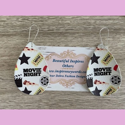 Movie night light Weight faux leather dangle earrings