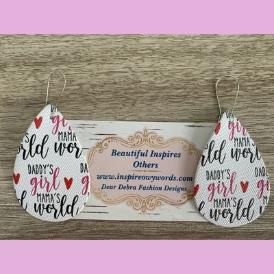 Daddy's Girl in Mama's World Light Weight faux leather dangle earrings