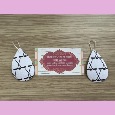 Hockey Weight Faux Leather Dangle Earrings