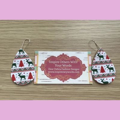 Christmas Trees Reindeers Light Weight Faux Leather Dangle Earrings