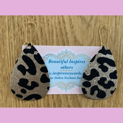 Leopard Light Weight Faux Leather Dangle Earrings 2.5” In Length