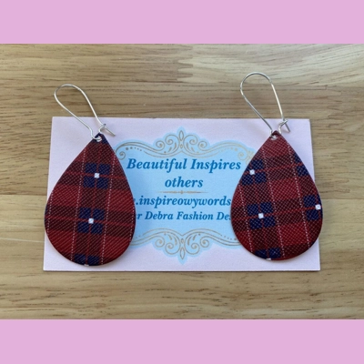 Mini Buffalo Plaid Light Weight Faux Leather Dangle Earrings