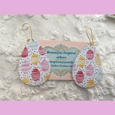 Easter eggs Light Weight Faux Leather Dangle Earrings