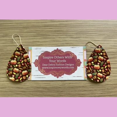 Fall Season Light Weight Faux Leather Dangle Earrings