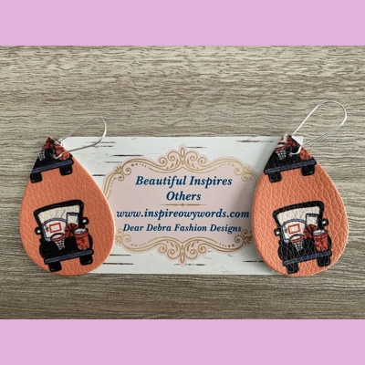 Basketball Vintage Truck Weight Faux Leather Dangle Earrings