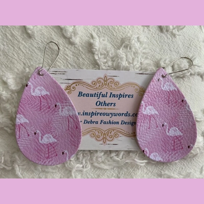 Flamingo light Weight faux leather dangle earrings