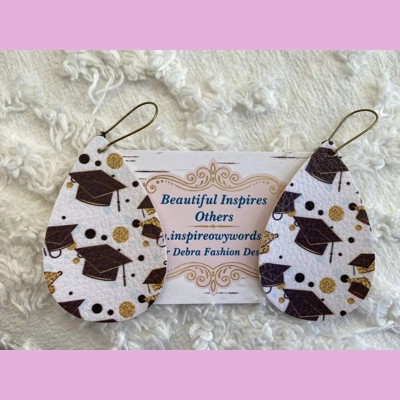 Graduation day light Weight faux leather dangle earrings