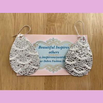 Silver Shine And Lace Light Weight Faux Leather Dangle Earrings Silver Shine And Lace Light Weight Faux Leather Dangle Earrings