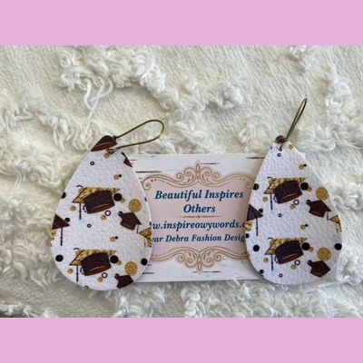 Graduation day light Weight faux leather dangle earrings