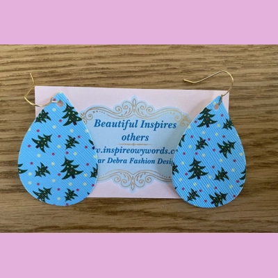 Christmas Trees Light Weight Faux Leather Dangle Earrings