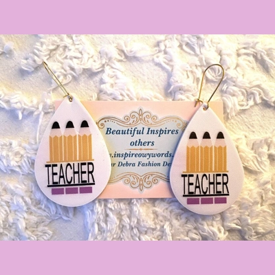 Teacher Light Weight Faux Leather Dangle Earrings