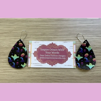 Halloween Design light Weight faux leather dangle earrings