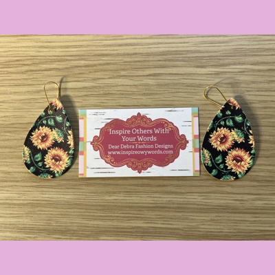 Sunflower Light Weight Faux Leather Dangle Earrings