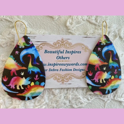 Dinosaur light Weight faux leather dangle earrings