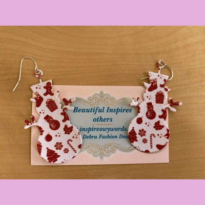 Snowman Light Weight Faux Leather Dangle Earrings