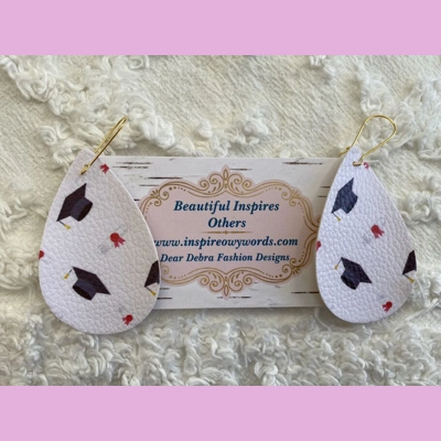 Graduation hats and diploma light Weight faux leather dangle earrings