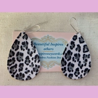 Leopard print faux leather dangle..