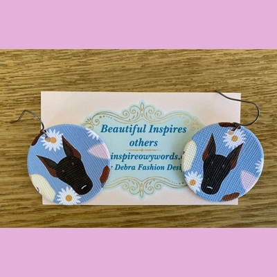 Doberman Dog Light Weight Faux Leather Dangle Earrings