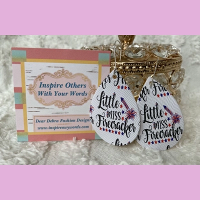 Little miss Firecracker light Weight faux leather dangle earrings