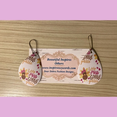 Little miss gobble gobble light Weight faux leather dangle earrings