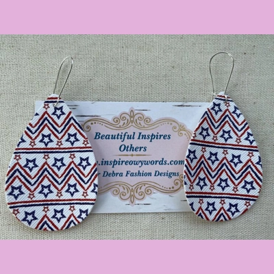 Fourth of July stars Light Weight Faux Leather Dangle Earrings