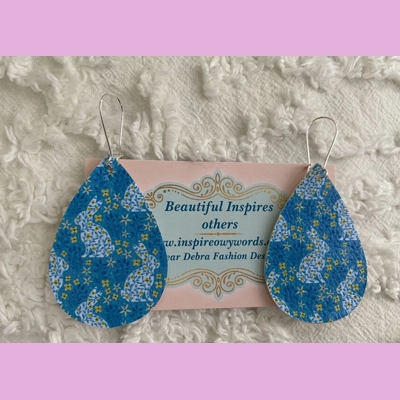 Bunny in yellow flowers light Weight Faux Leather Dangle Earrings