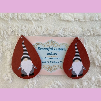 Gnome grey Weight Faux Leather Dangle Earrings