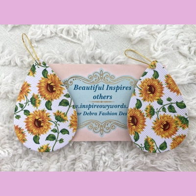 Sunflower Light Weight Faux Leather Dangle Earrings