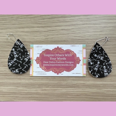 Skeletons Design light Weight faux leather dangle earrings