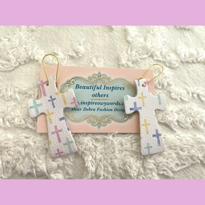 Cross Light Weight Faux Leather Dangle Earrings