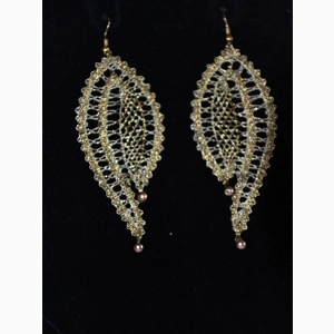 Uhani 10 - zlati temni s temno rjavo nitko metalizirani