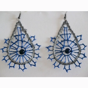 Uhani 8 - srebrno modri metalizirani / Silver - blue Metalized