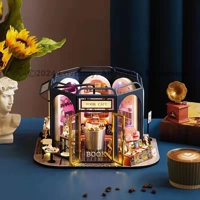 1:24 DIY Dollhouse Miniature Kit with Furniture Plus LED Lights Reading Cafe