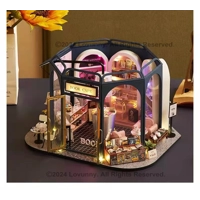 1:24 DIY Dollhouse Miniature Kit with Furniture Plus LED Lights Reading Cafe