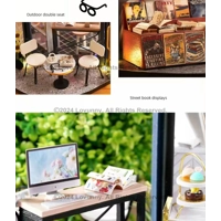 1:24 DIY Dollhouse Miniature Kit with Furniture Plus LED Lights Reading Cafe