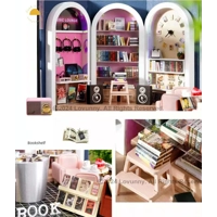 1:24 DIY Dollhouse Miniature Kit with Furniture Plus LED Lights Reading Cafe