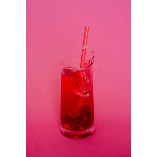 red silicone straw in a drink