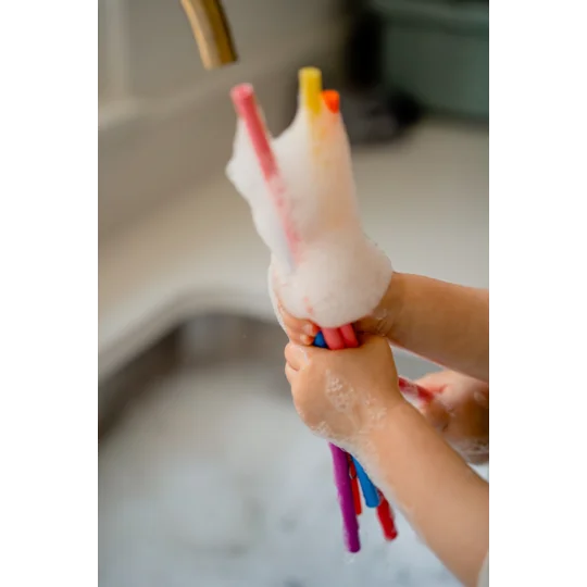 reusable silicone straws covered in bubbles
