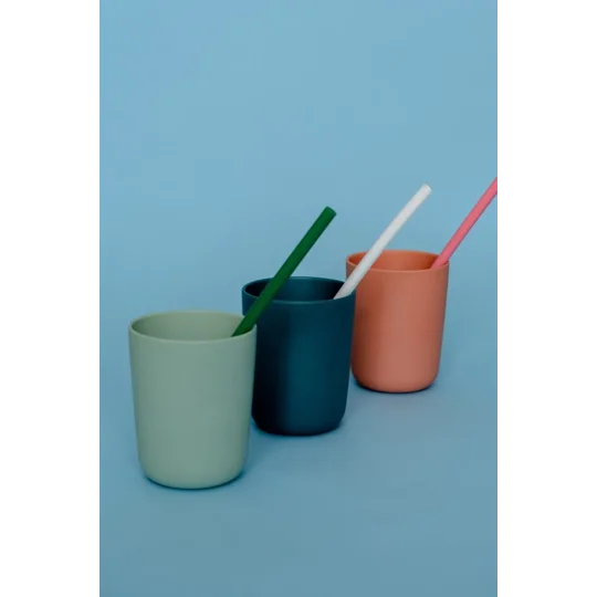 colourful silicone straws in colourful cups