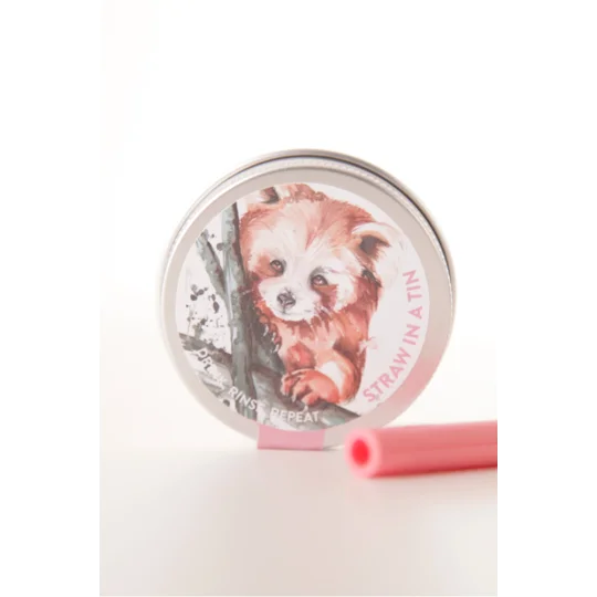 Red Panda reusable silicone straw
