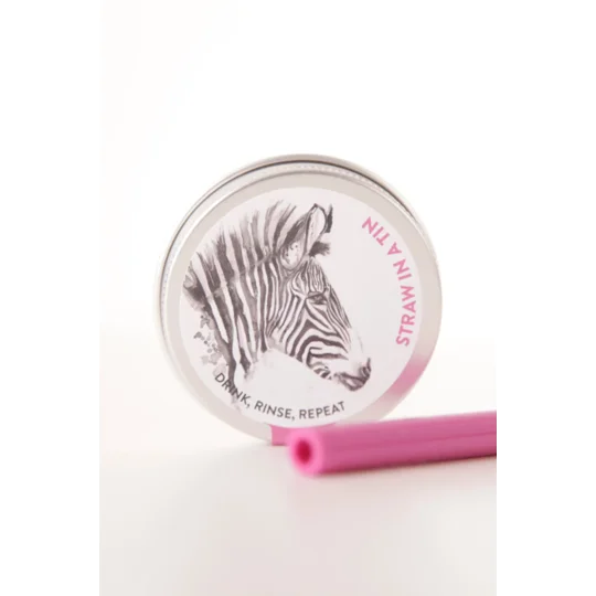 Zebra reusable silicone straw