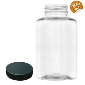 300ml Small Neck Screw Top Jar & 38mm Black Screw Cap