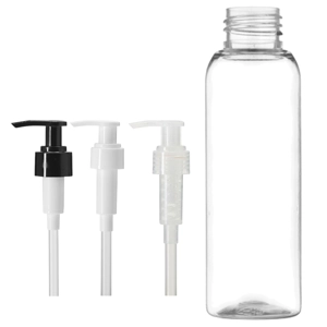 100ml Clear Tall Boston Bottles with Pump