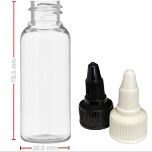 30ml Clear Tall Boston Bottles with Twist Caps
