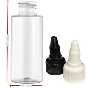 50ml Clear Tall Tubular Pet Bottles with Twist Caps
