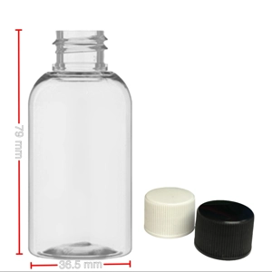 50ml Clear Round Boston Bottle with Screw Caps