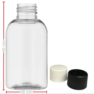100ml Clear Round Boston Bottle with Screw Caps