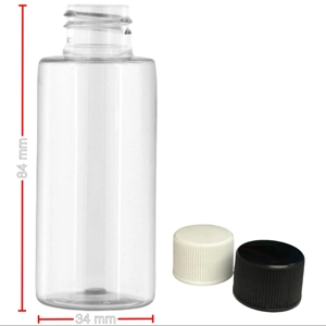 50ml Clear Tall Tubular Pet Bottles with Screw Caps
